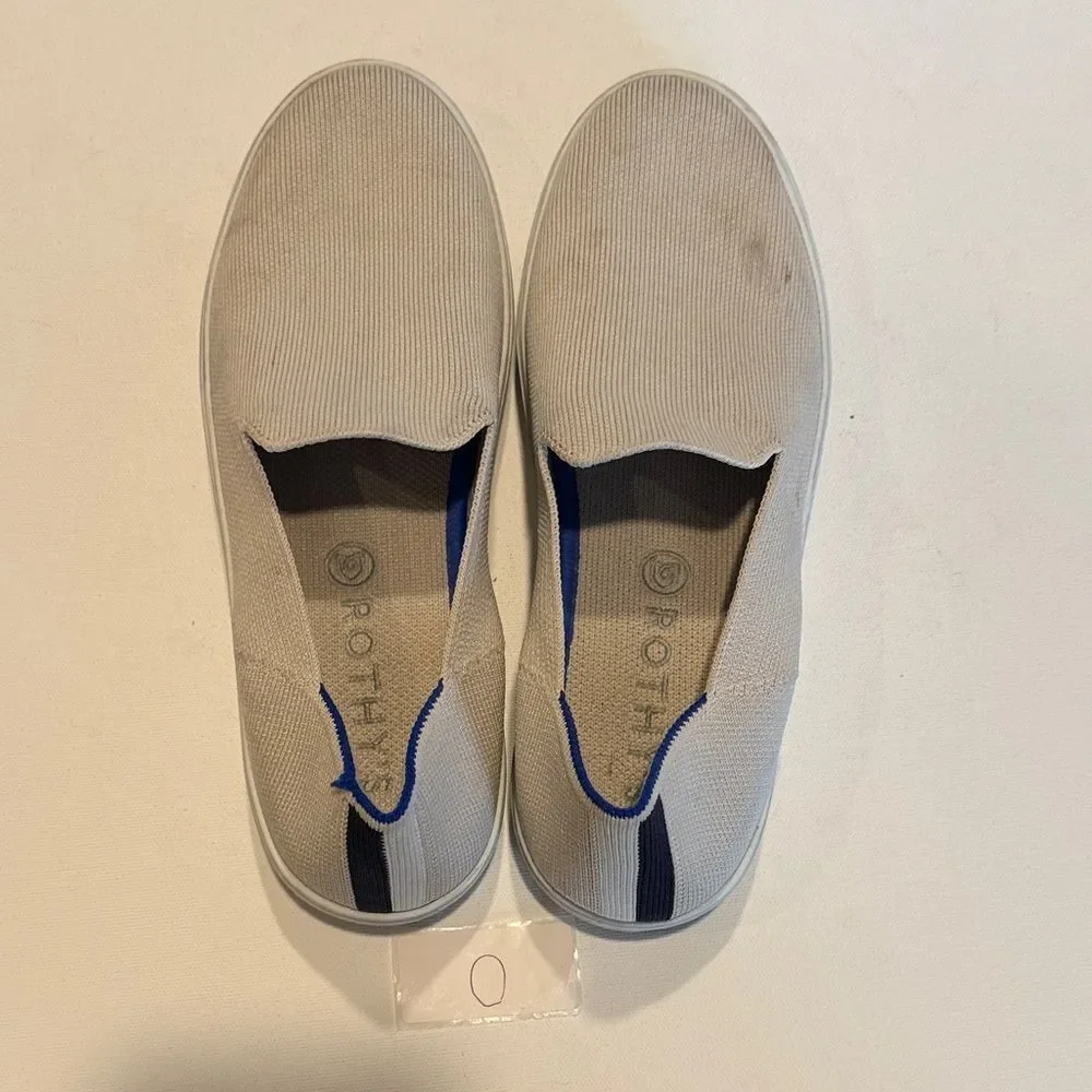 Rothy's Beige Slip-On Loafers with Blue Trim - Men's